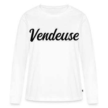 Meilleure Vendeuse Commerce Détail Magasin Pro - T-shirt manches longues Premium bio Femme - blanc - Devant - Julia (174cm)