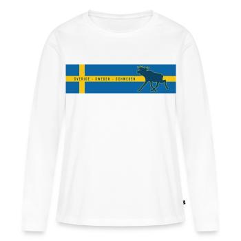 Schweden - Sverige - Sweden - Elch - Frauen Premium Bio Langarmshirt - Weiß - Vorne - Julia (174cm)