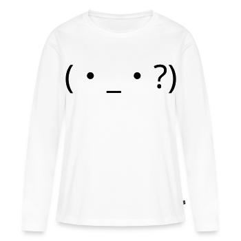 Verwirrtes Emote (・_・?) Fragezeichen - Frauen Premium Bio Langarmshirt - Weiß - Vorne - Julia (174cm)