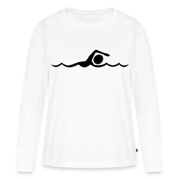 Flotteur - T-shirt manches longues Premium bio Femme - blanc - Devant - Julia (174cm)