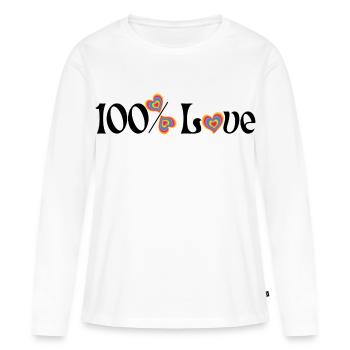 100% d’amour - T-shirt manches longues Premium bio Femme - blanc - Devant - Julia (174cm)
