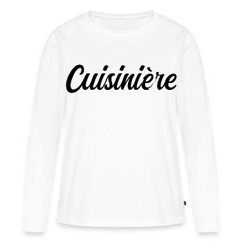 Cuisinière Cheffe Cuisine Gastronomie Professionne - T-shirt manches longues Premium bio Femme - blanc - Devant - Julia (174cm)