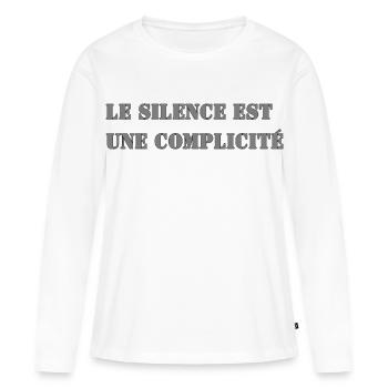 SILENCE IS COMPLICITY - Women's Premium Organic Long Sleeve Shirt - white - Front - Julia (174cm)
