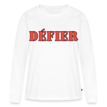 DÉFIER - T-shirt manches longues Premium bio Femme - blanc - Devant - Julia (174cm)
