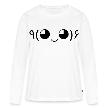 Jubel Emote ٩(◕‿◕)۶ Hurra Kaomoji - Frauen Premium Bio Langarmshirt - Weiß - Vorne - Julia (174cm)