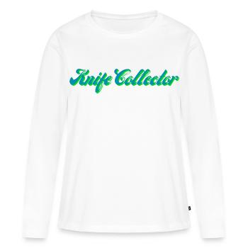Script à gradient collecteur de couteaux - T-shirt manches longues Premium bio Femme - blanc - Devant - Julia (174cm)
