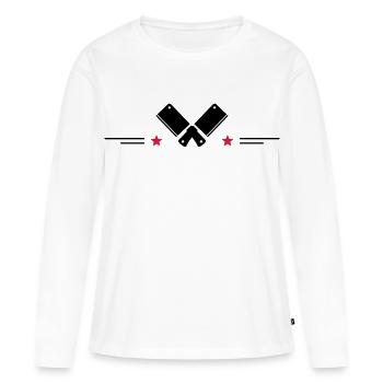 Couteaux de cuisine pour les chefs étoilés - T-shirt manches longues Premium bio Femme - blanc - Devant - Julia (174cm)