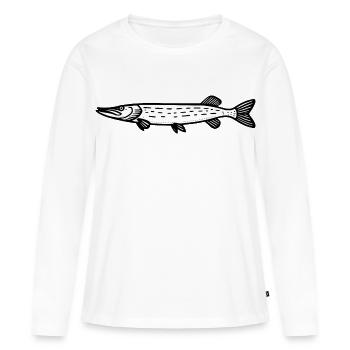 Brochet 01 - T-shirt manches longues Premium bio Femme - blanc - Devant - Julia (174cm)