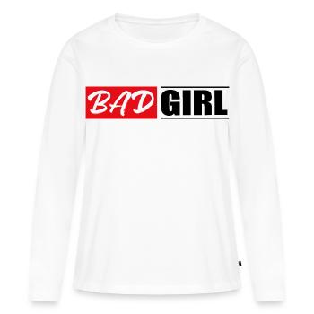 fille fille power populaire autocollant autocollant - T-shirt manches longues Premium bio Femme - blanc - Devant - Julia (174cm)