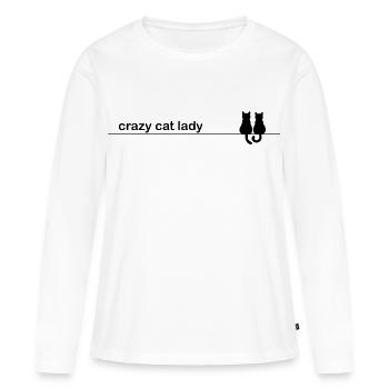 Crazy Cat Lady – Funny Cat Saying - Women's Premium Organic Long Sleeve Shirt - white - Front - Julia (174cm)