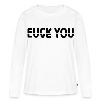 Vous aimer ou ne pas vous aimer # - T-shirt manches longues Premium bio Femme - blanc - Devant - Julia (174cm)