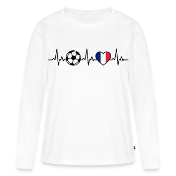 France Football Heartbeat France - T-shirt manches longues Premium bio Femme - blanc - Devant - Julia (174cm)