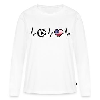 America USA Heartbeat Football America Americans - T-shirt manches longues Premium bio Femme - blanc - Devant - Julia (174cm)