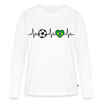 Football Brésil Drapeau Heartbeat Brasili - T-shirt manches longues Premium bio Femme - blanc - Devant - Julia (174cm)