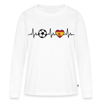 Espagne Football Battement de cœur Drapeau espagnol Espagne - T-shirt manches longues Premium bio Femme - blanc - Devant - Julia (174cm)