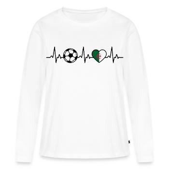 Algérie Football Heartbeat Drapeau Algérien - T-shirt manches longues Premium bio Femme - blanc - Devant - Julia (174cm)