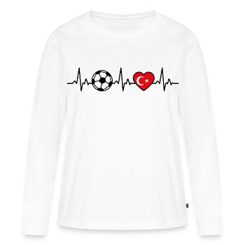 Football Turc Battement de cœur Drapeau Turc Turc - T-shirt manches longues Premium bio Femme - blanc - Devant - Julia (174cm)
