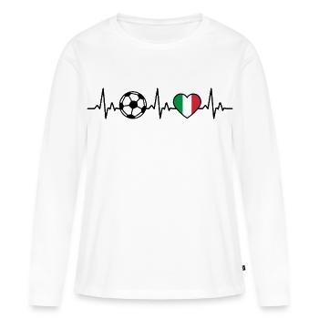 Italie Football Heartbeat Italie - T-shirt manches longues Premium bio Femme - blanc - Devant - Julia (174cm)