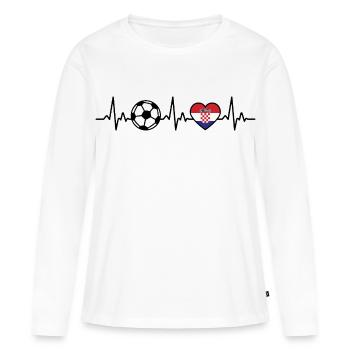 Croatie Football Heartbeat Croatie - T-shirt manches longues Premium bio Femme - blanc - Devant - Julia (174cm)