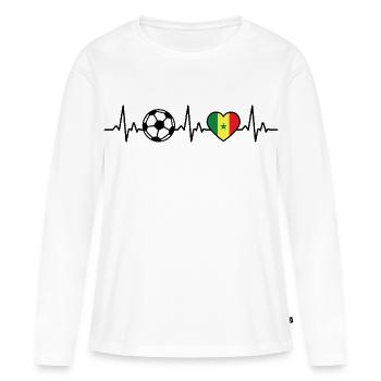 Football Sénégal Heartbeat Sénégal - T-shirt manches longues Premium bio Femme - blanc - Devant - Julia (174cm)