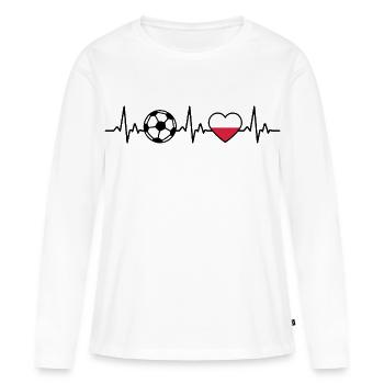 Polen Fußball Herzschlag Polen   - Frauen Premium Bio Langarmshirt - Weiß - Vorne - Julia (174cm)