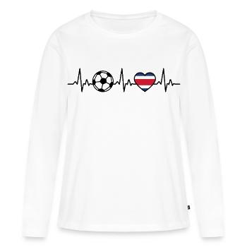 Costa Rica Football Heartbeat Costa Rica - T-shirt manches longues Premium bio Femme - blanc - Devant - Julia (174cm)