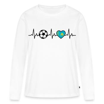Battement de cœur du football kazakhstan Kazakhstan - T-shirt manches longues Premium bio Femme - blanc - Devant - Julia (174cm)