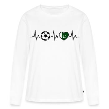 Battement de cœur du Football pakistanais - T-shirt manches longues Premium bio Femme - blanc - Devant - Julia (174cm)