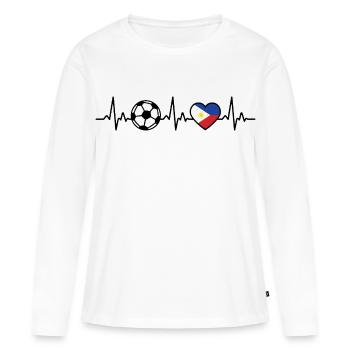 Philippines Football Heartbeat Philippines - T-shirt manches longues Premium bio Femme - blanc - Devant - Julia (174cm)