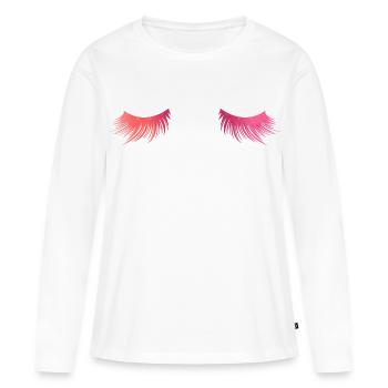 Lange schöne Wimpern - Geschenk - Frauen Premium Bio Langarmshirt - Weiß - Vorne - Julia (174cm)