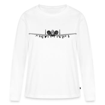 avion de chasse A-10 - T-shirt manches longues Premium bio Femme - blanc - Devant - Julia (174cm)