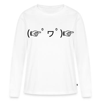 Finger Guns (゚ ☞ヮ゚) ☞ Good Mood Emoticon - Women's Premium Organic Long Sleeve Shirt - white - Front - Julia (174cm)