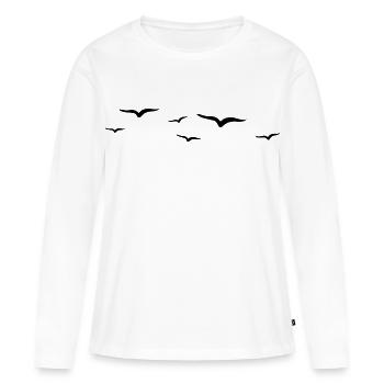 Illustration abstraite d’oiseau volant - T-shirt manches longues Premium bio Femme - blanc - Devant - Julia (174cm)