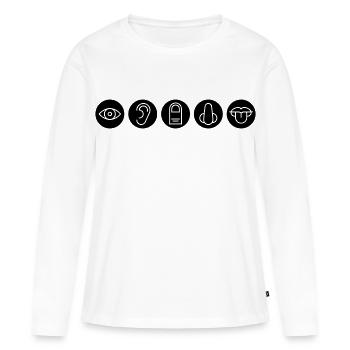 Fünf Sinne, Sinnesorgane - Frauen Premium Bio Langarmshirt - Weiß - Vorne - Julia (174cm)
