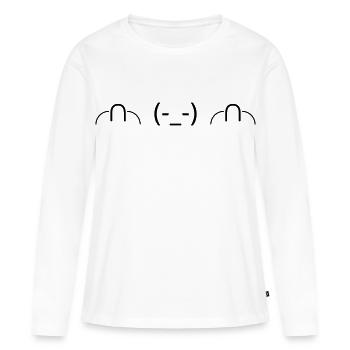 Peu importe l’émote ╭∩╮(-_-)╭∩╮ Emote coquine - T-shirt manches longues Premium bio Femme - blanc - Devant - Julia (174cm)