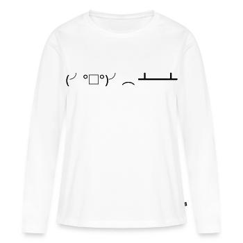 Retournement de table (╯°□°)╯( ┻━┻ Retournement de table - T-shirt manches longues Premium bio Femme - blanc - Devant - Julia (174cm)