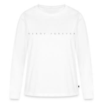 NERDY pour toujours - Faute de frappe - T-shirt manches longues Premium bio Femme - blanc - Devant - Julia (174cm)