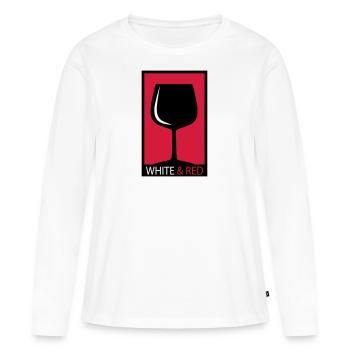 Weinglas - Frauen Premium Bio Langarmshirt - Weiß - Vorne - Julia (174cm)