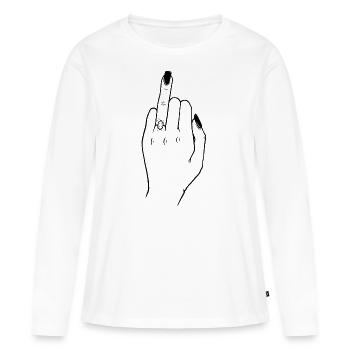Ring Finger, Bride, Engage, Merry, Bachelorette - Women's Premium Organic Long Sleeve Shirt - white - Front - Julia (174cm)