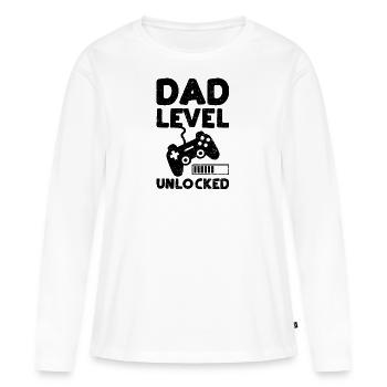 Niveau papa déverrouillé - Papa - T-shirt manches longues Premium bio Femme - blanc - Devant - Julia (174cm)