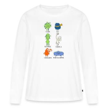 Douces bactéries et virus - grippe, E.Coli - T-shirt manches longues Premium bio Femme - blanc - Devant - Julia (174cm)