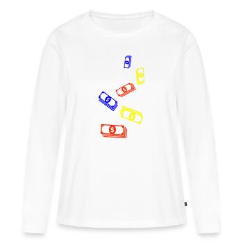 Symbole d’argent liquide coloré - T-shirt manches longues Premium bio Femme - blanc - Devant - Julia (174cm)