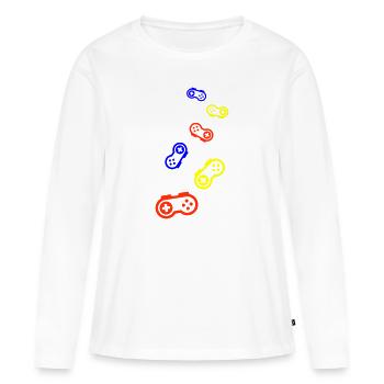Gamepad Symbol Gamer Colorful - Women's Premium Organic Long Sleeve Shirt - white - Front - Julia (174cm)