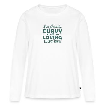 Curvy Poussin Acceptation Du Corps Confiant - T-shirt manches longues Premium bio Femme - blanc - Devant - Julia (174cm)
