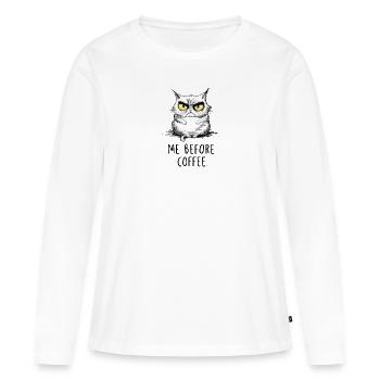 chat lunatique, hilarant, avec illustration de café - T-shirt manches longues Premium bio Femme - blanc - Devant - Julia (174cm)