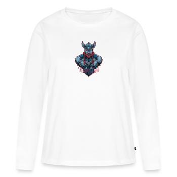 Detaillierter Wikinger Vater Nordischer Krieger - Frauen Premium Bio Langarmshirt - Weiß - Vorne - Julia (174cm)