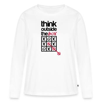 Think outside the box - T-shirt manches longues Premium bio Femme - blanc - Devant - Julia (174cm)