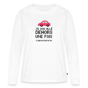 je suis allé dehors une fois - T-shirt manches longues Premium bio Femme - blanc - Devant - Julia (174cm)
