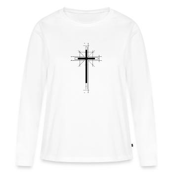 Croix Noire - T-shirt manches longues Premium bio Femme - blanc - Devant - Julia (174cm)