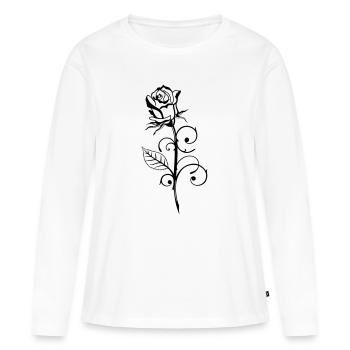 Beautiful rose with leaf - Women's Premium Organic Long Sleeve Shirt - white - Front - Julia (174cm)